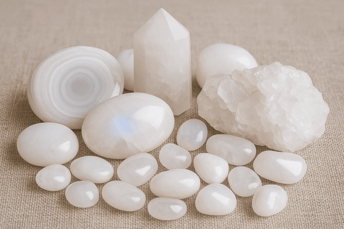 multe cristal de culoare alba