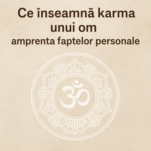 Ce înseamnă karma unui om – amprenta faptelor personale ilustrată printr-un simbol Om și mandala pe fundal bej